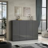 Scarpiera Klerksdorp, Mobile portascarpe, Armadio da ingresso multiuso, Mobiletto per calzature, Made in Italy, 160x34h115 cm, Antracite