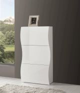 Scarpiera Leonardo, Mobile multiuso a 3 ante, Portascarpe da ingresso, 100% Made in Italy, cm 71x27h122, Bianco lucido
