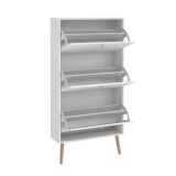 Scarpiera Lillian, Mobile portascarpe, Armadio da ingresso multiuso, Mobiletto per calzature, 24x70 h139 cm, Bianco