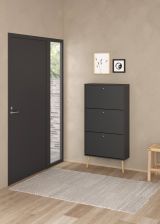 Scarpiera Lillian, Mobile portascarpe, Armadio da ingresso multiuso, Mobiletto per calzature, 24x70 h139 cm, Grigio