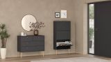 Scarpiera Lillian, Mobile portascarpe, Armadio da ingresso multiuso, Mobiletto per calzature, 24x70 h139 cm, Grigio