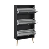 Scarpiera Lillian, Mobile portascarpe, Armadio da ingresso multiuso, Mobiletto per calzature, 24x70 h139 cm, Grigio