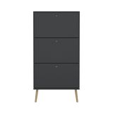 Scarpiera Lillian, Mobile portascarpe, Armadio da ingresso multiuso, Mobiletto per calzature, 24x70 h139 cm, Grigio