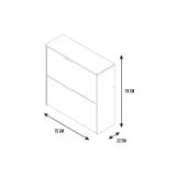 Scarpiera Louisville, Armadio portascarpe a 2 ante a ribalta-, Scarpiera bassa da ingresso, Mobile basso, 75x22h76 cm, Bianco