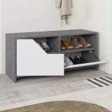 Scarpiera Maelstrom, Mobile portascarpe, Armadio da ingresso multiuso, Mobiletto per calzature, 105x37 h47 cm, Grigio e Bianco