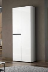 Scarpiera Malabo, Mobile portascarpe, Armadio da ingresso multiuso, Mobiletto per calzature, Made in Italy, 80x34h200 cm, Bianco lucido e Antracite