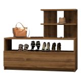 Scarpiera Marrone Noce 4 Ripiani 12 Paia 100x30x85h cm, Un'anta - Sinni