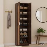 Scarpiera Marrone Noce 6 Ripiani 2 Ante 60x33x191.5h cm, Maniglie Incluse - Delizia