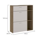 Scarpiera Marrone Noce Beige 90x26x102h cm, un Cassetto - Samassi