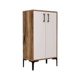 Scarpiera Marrone Noce Bianco 8 Paia 3 Ripiani 60x35x111h cm, 4 Vani - Axarix