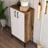 Scarpiera Marrone Noce Bianco 8 Paia 3 Ripiani 60x35x111h cm, 4 Vani - Axarix