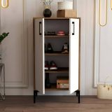 Scarpiera Marrone Noce Bianco 8 Paia 3 Ripiani 60x35x111h cm, 4 Vani - Axarix