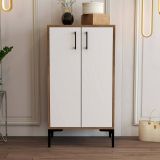 Scarpiera Marrone Noce Bianco 8 Paia 3 Ripiani 60x35x111h cm, 4 Vani - Axarix