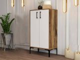 Scarpiera Marrone Noce Bianco 8 Paia 3 Ripiani 60x35x111h cm, 4 Vani - Axarix