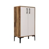 Scarpiera Marrone Noce Bianco 8 Paia 3 Ripiani 60x35x111h cm, 4 Vani - Helios