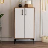 Scarpiera Marrone Noce Bianco 8 Paia 3 Ripiani 60x35x111h cm, 4 Vani - Helios