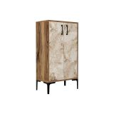 Scarpiera Marrone Noce Bianco Marmo 8 Paia 3 Ripiani 60x35x111h cm, 2 Ante - Axarix