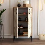 Scarpiera Marrone Noce Bianco Marmo 8 Paia 3 Ripiani 60x35x111h cm, 2 Ante - Axarix
