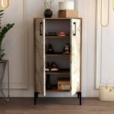 Scarpiera Marrone Noce Bianco Marmo 8 Paia 3 Ripiani 60x35x111h cm, 2 Ante - Helios