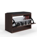 Scarpiera Marrone Noce un Ripiano 2 Vani 65x43.5x32h cm, Un'anta