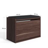 Scarpiera Marrone Noce un Ripiano 2 Vani 65x43.5x32h cm, Un'anta