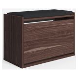 Scarpiera Marrone Noce un Ripiano 2 Vani 65x43.5x32h cm, Un'anta