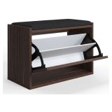 Scarpiera Marrone Noce un Ripiano 2 Vani 65x43.5x32h cm, Un'anta