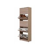 Scarpiera Marrone Quercia 10 Ripiani 5 Ante 67x28x191.5h cm, Maniglie Incluse - Sueglio