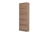 Scarpiera Marrone Quercia 10 Ripiani 5 Ante 67x28x191.5h cm, Maniglie Incluse - Sueglio