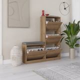 Scarpiera Marrone Quercia 8 Paia 4 Ante 105x26x119h cm, 8 Vani - Velma