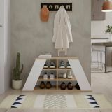 Scarpiera Marrone Quercia Bianco 4 Ripiani 10 Paia 106x38x50h cm, 6 Vani - Zungri