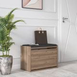 Scarpiera Marrone Quercia un Ripiano 2 Vani 65x43.5x32h cm, Un'anta