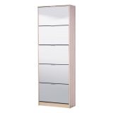 Scarpiera Marrone Rovere 10 Ripiani 10 Vani 67x28x191.5h cm, 5 Ante - Dentro