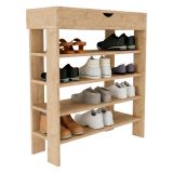 Scarpiera Marrone Rovere 5 Ripiani 12 Paia 80x30x90h cm, Un'anta - Monastero