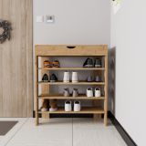 Scarpiera Marrone Rovere 5 Ripiani 12 Paia 80x30x90h cm, Un'anta - Monastero
