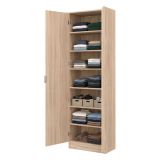 Scarpiera Marrone Rovere 6 Ripiani 2 Ante 60x33x191.5h cm, Maniglie Incluse - Delizia