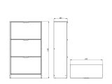 Scarpiera Marrone Rovere 6 Ripiani 3 Ante 67x28x119h cm, Maniglie Incluse - Marradi
