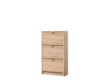 Scarpiera Marrone Rovere 6 Ripiani 3 Ante 67x28x119h cm, Maniglie Incluse - Marradi
