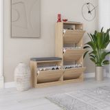 Scarpiera Marrone Rovere 8 Paia 2 Ante 105x26x119h cm, 8 Vani - Velma