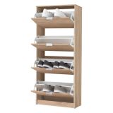Scarpiera Marrone Rovere 8 Ripiani 4 Ante 67x28x155.5h cm, Maniglie Incluse - Santina