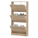 Scarpiera Marrone Rovere Chiaro 3 Ripiani 3 Ante 58x18x119h cm, Maniglie Incluse - Melle