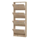 Scarpiera Marrone Rovere Chiaro un Ripiano 4 Ante 58x18x155.5h cm, kit Fissaggio a Muro Incluso - Pesche