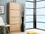 Scarpiera Marrone Rovere Chiaro un Ripiano 4 Ante 58x18x155.5h cm, kit Fissaggio a Muro Incluso - Pesche