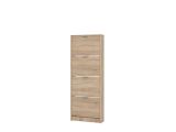 Scarpiera Marrone Rovere Chiaro un Ripiano 4 Ante 58x18x155.5h cm, kit Fissaggio a Muro Incluso - Pesche