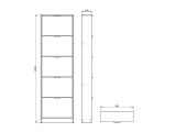 Scarpiera Marrone Rovere Chiaro un Ripiano 5 Ante 58x18x191.5h cm, kit Fissaggio a Muro Incluso - Capriolo