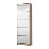 Scarpiera Marrone Rovere Grigio 10 Ripiani 10 Vani 67x28x191.5h cm, 5 Ante - Dentro
