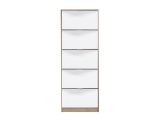 Scarpiera Marrone Rovere Grigio 10 Ripiani 10 Vani 67x28x191.5h cm, 5 Ante - Dentro