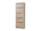 Scarpiera Marrone Rovere Grigio 10 Ripiani 5 Ante 67x28x191.5h cm, Maniglie Incluse - Sueglio
