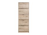 Scarpiera Marrone Rovere Grigio 10 Ripiani 5 Ante 67x28x191.5h cm, Maniglie Incluse - Sueglio