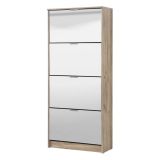 Scarpiera Marrone Rovere Grigio 8 Ripiani 8 Vani 67x28x155.5h cm, 4 Ante - Pentone